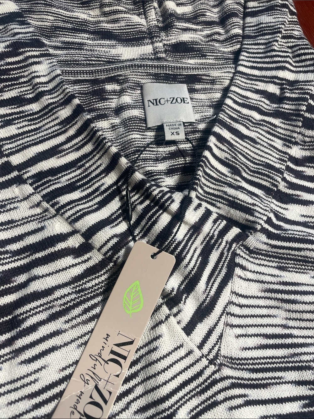 NIC+ZOE Brown & White Space-Dye Hooded Pullover - Picture 2 of 2